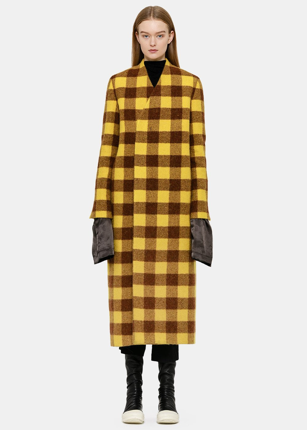 Rick Owens Raisin Plaid Museum Coat - NOBLEMARS