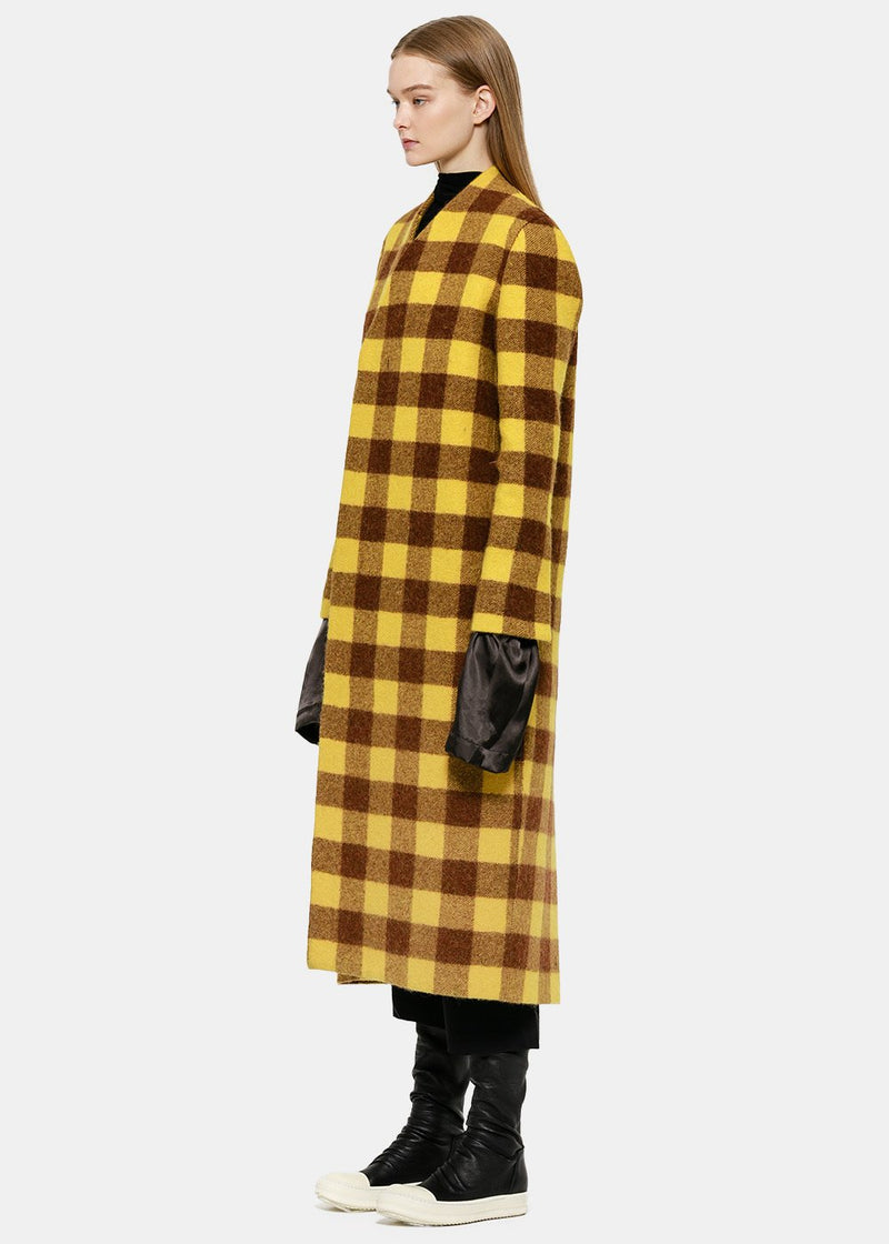 Rick Owens Raisin Plaid Museum Coat - NOBLEMARS