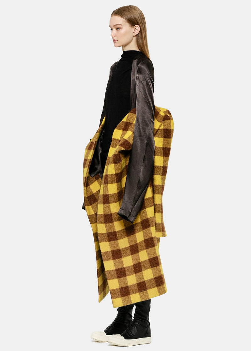 Rick Owens Raisin Plaid Museum Coat - NOBLEMARS