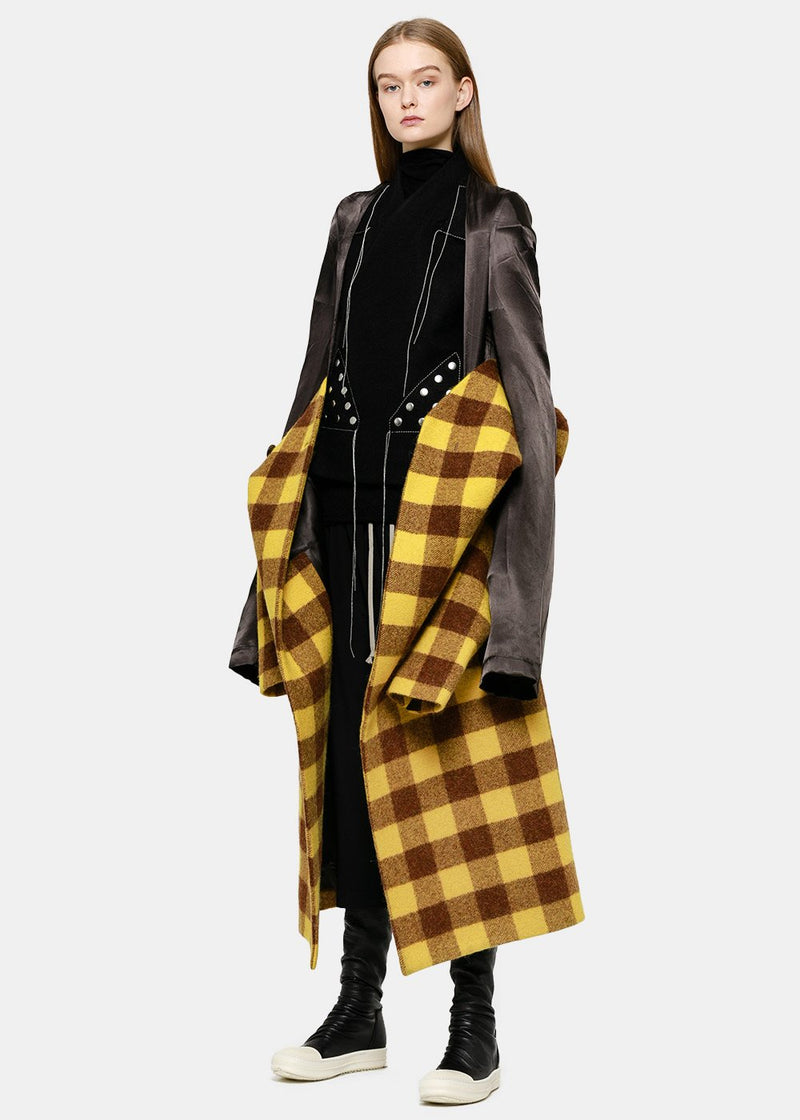 Rick Owens Raisin Plaid Museum Coat - NOBLEMARS