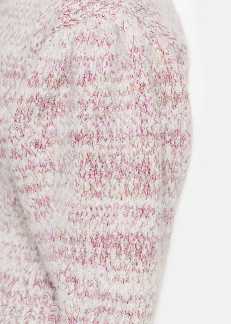 Matilde Cashmere Pink Melange Cropped Turtleneck Sweater - NOBLEMARS