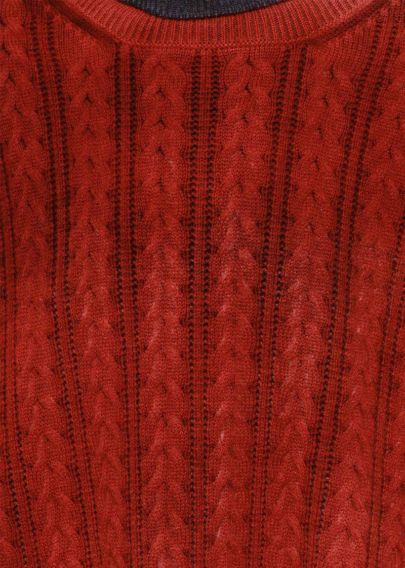 Avant Toi Coral Red Cable Knit Turtleneck - NOBLEMARS