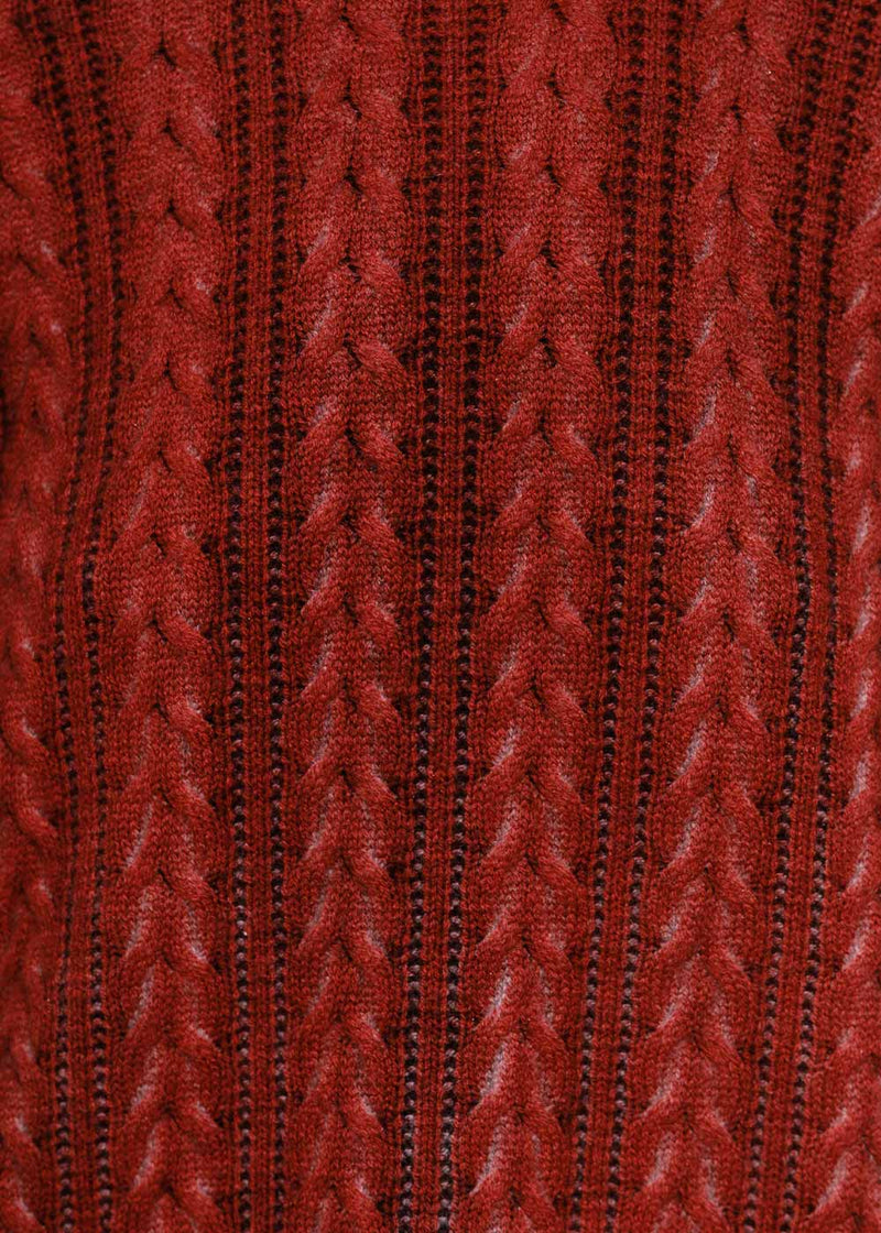 Avant Toi Coral Red Cable Knit Sweater - NOBLEMARS