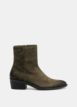 Haider Ackermann Storm Green Suede Ankle Boots - NOBLEMARS