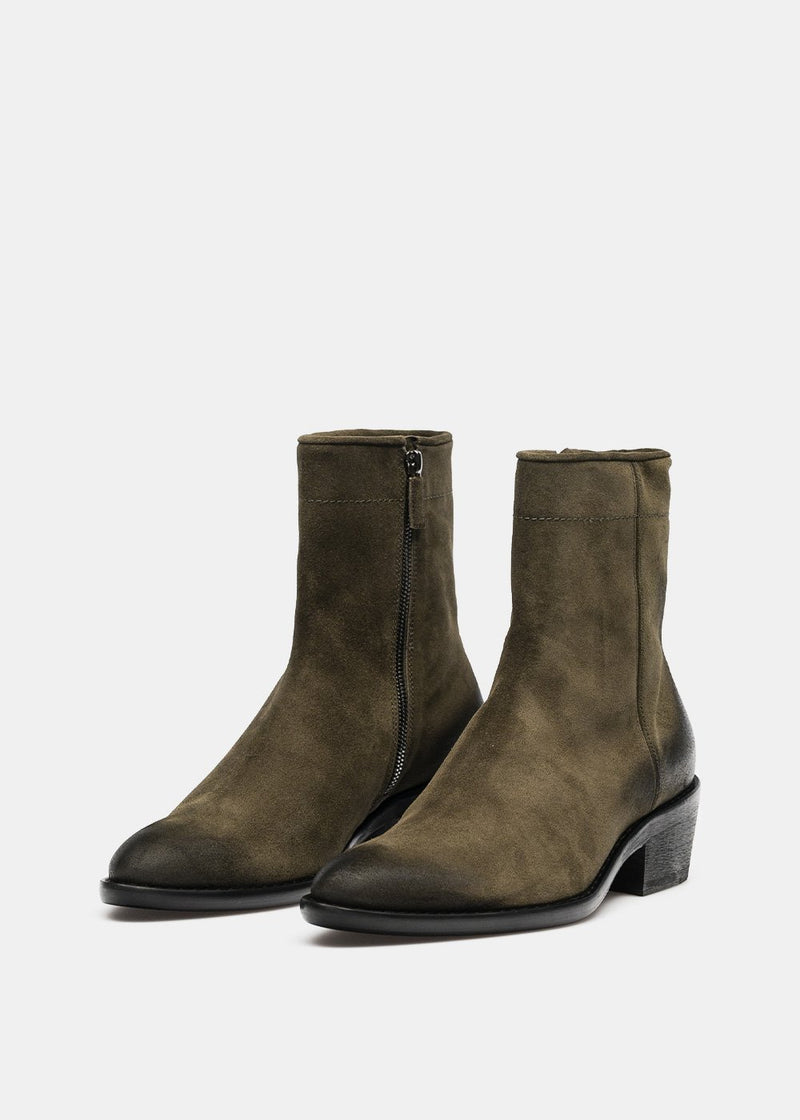 Haider Ackermann Storm Green Suede Ankle Boots - NOBLEMARS