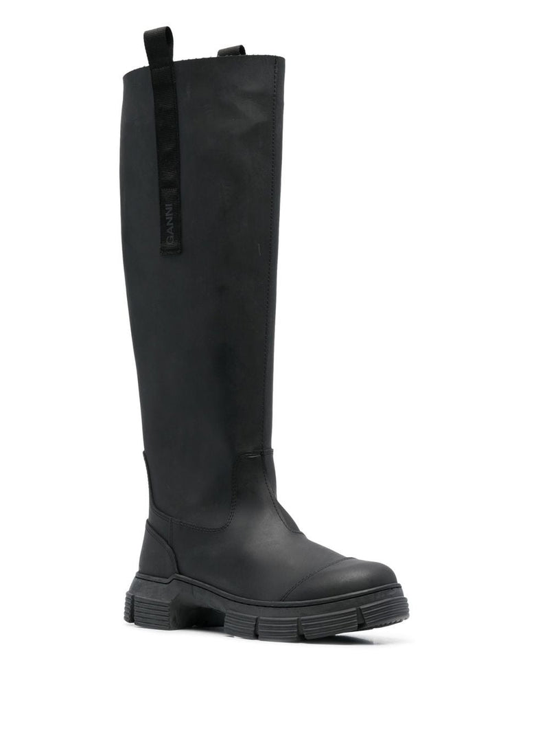 GANNI WOMEN RECYCLED RUBBER KNEE BOOTS - NOBLEMARS