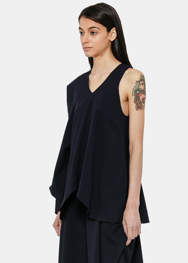 JW Anderson Navy Asymmetric Patch Top - NOBLEMARS
