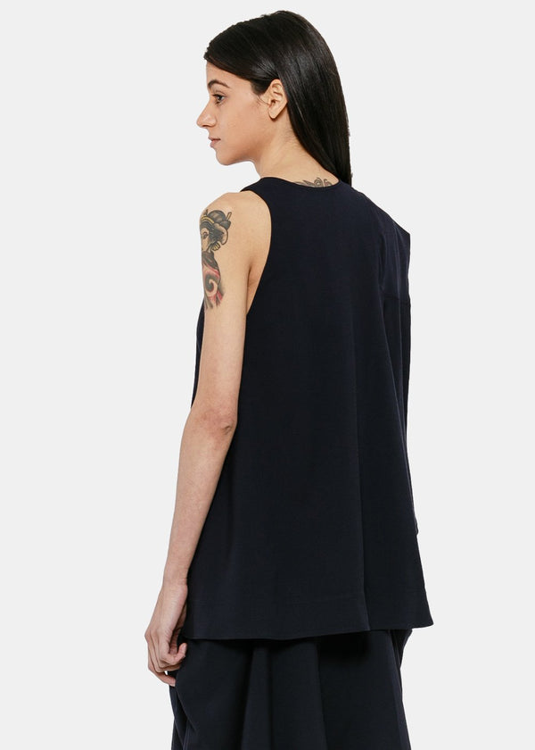 JW Anderson Navy Asymmetric Patch Top - NOBLEMARS