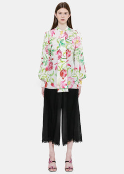 Andrew Gn White Floral Bow Blouse - NOBLEMARS