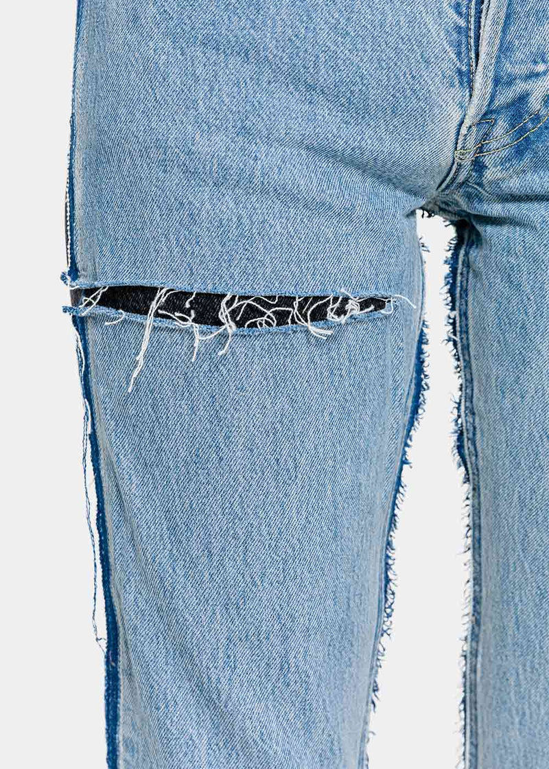 VETEMENTS Blue & Black Reworked Jeans - NOBLEMARS