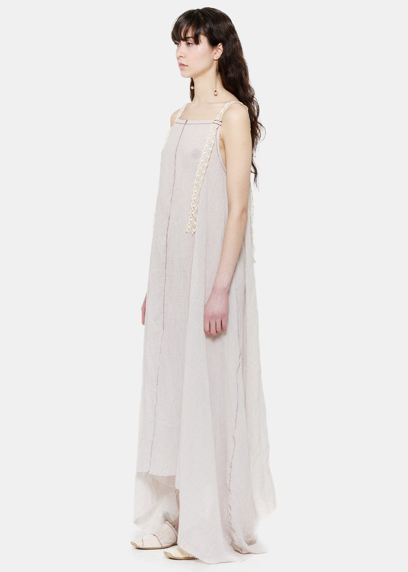 Peng Tai White Cotton Shrink Dress - NOBLEMARS