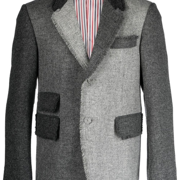 Thom Browne Men Single Vent Sport Coat In Shetland W/ Fray Edge