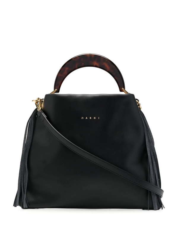 MARNI SMALL SMOOTH CALF LEATHER VENICE HOBO BAG WITH FRINGES - NOBLEMARS