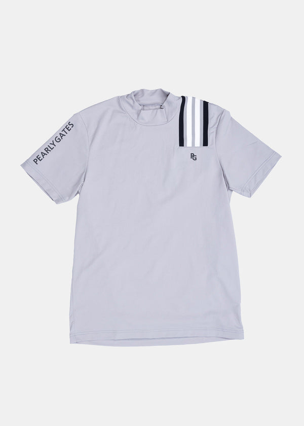 PEARLY GATES Gray Stretch Waffle Short Sleeve High Neck Polo Shirt - NOBLEMARS