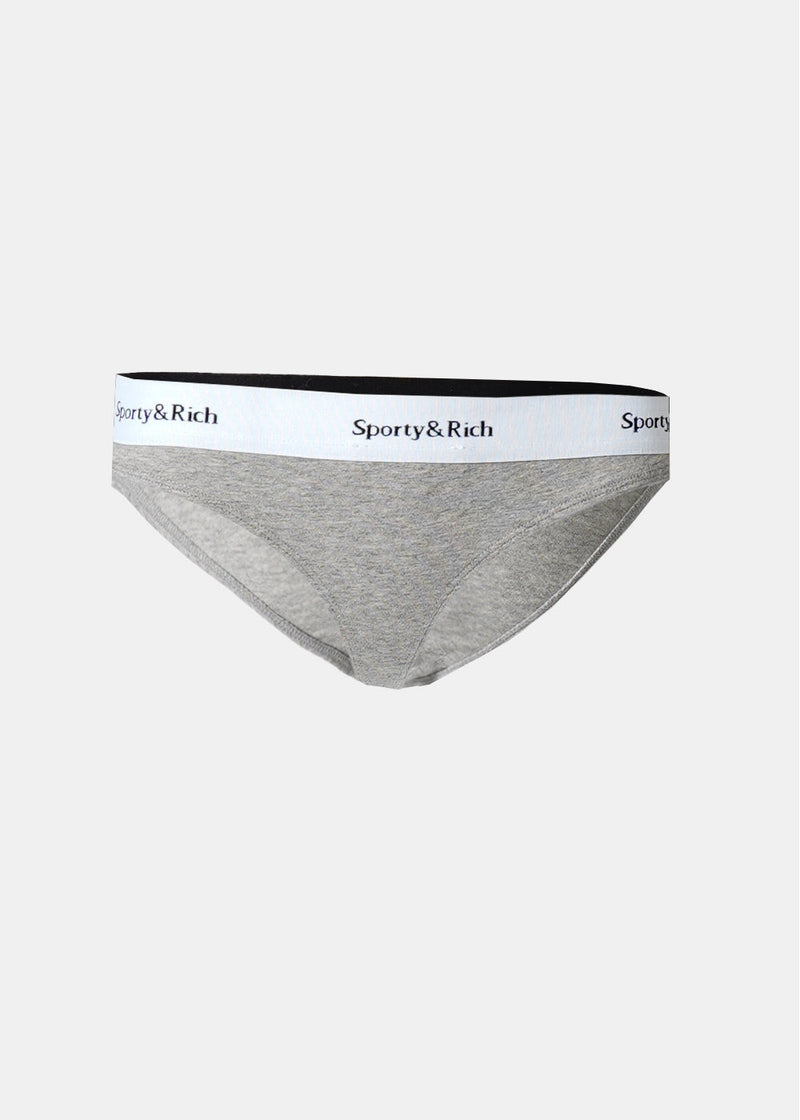 Sporty & Rich Grey Serif Logo Thong - NOBLEMARS