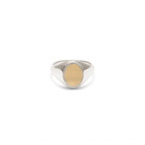 Maor Meek Ring Oval Top In Silver And Yellow Gold