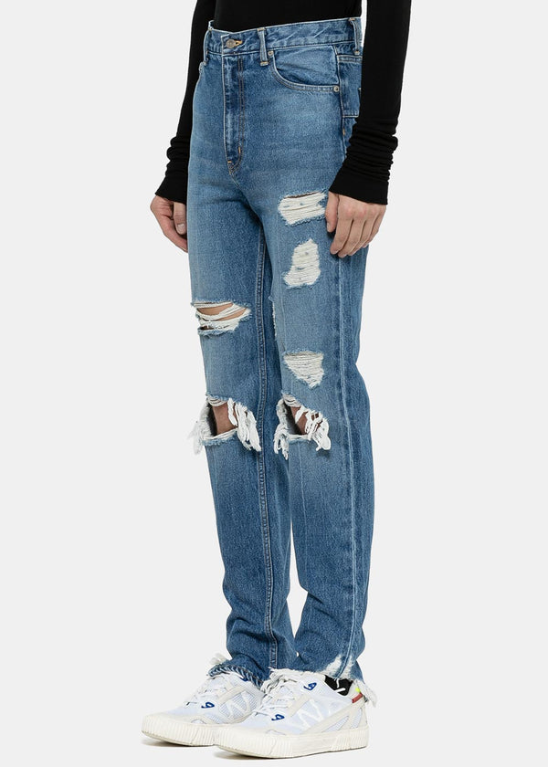 Christian Dada Blue High Waist Distressed Jeans - NOBLEMARS