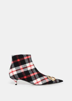 Balenciaga Red & Navy Flannel BB Booties - NOBLEMARS