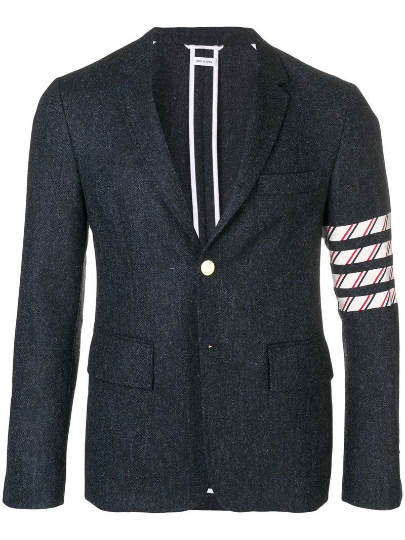 THOM BROWNE Men Unconstructed Classic Port Coat W/ Silk 4 Bar in Solid Donegal Tweed - NOBLEMARS