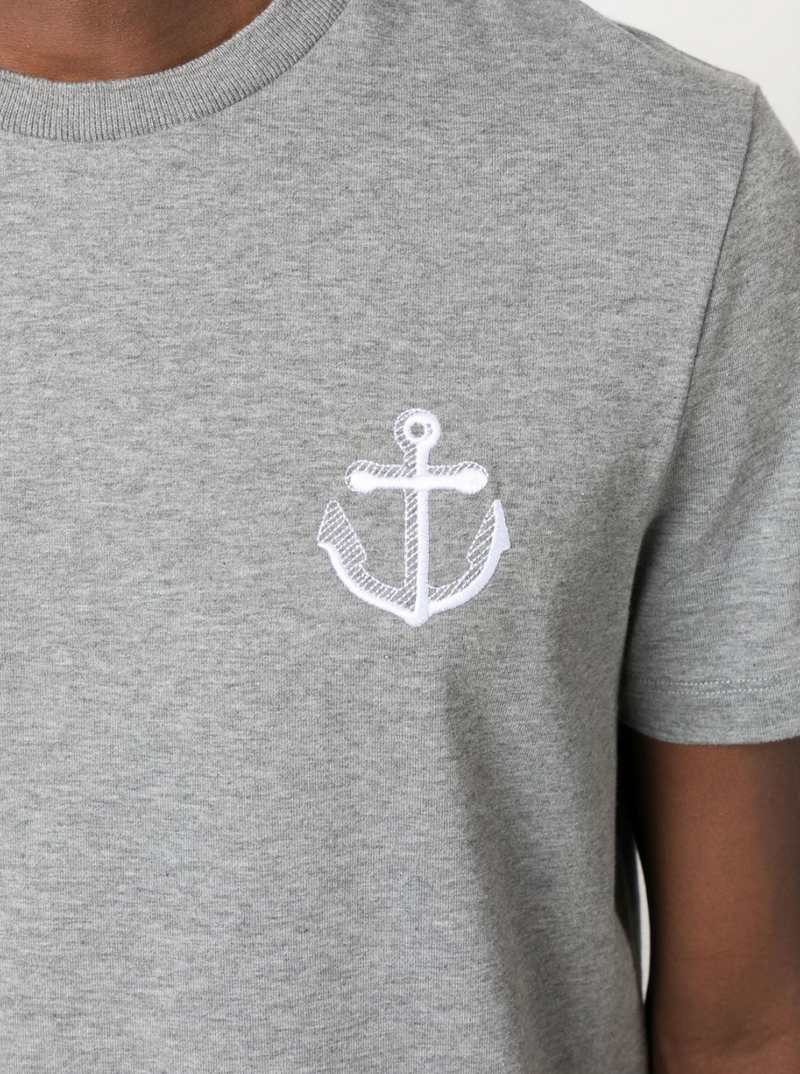 THOM BROWNE MEN Short Sleeve Tee W/ Anchor Icon Embroidery In Med Weight Jersey