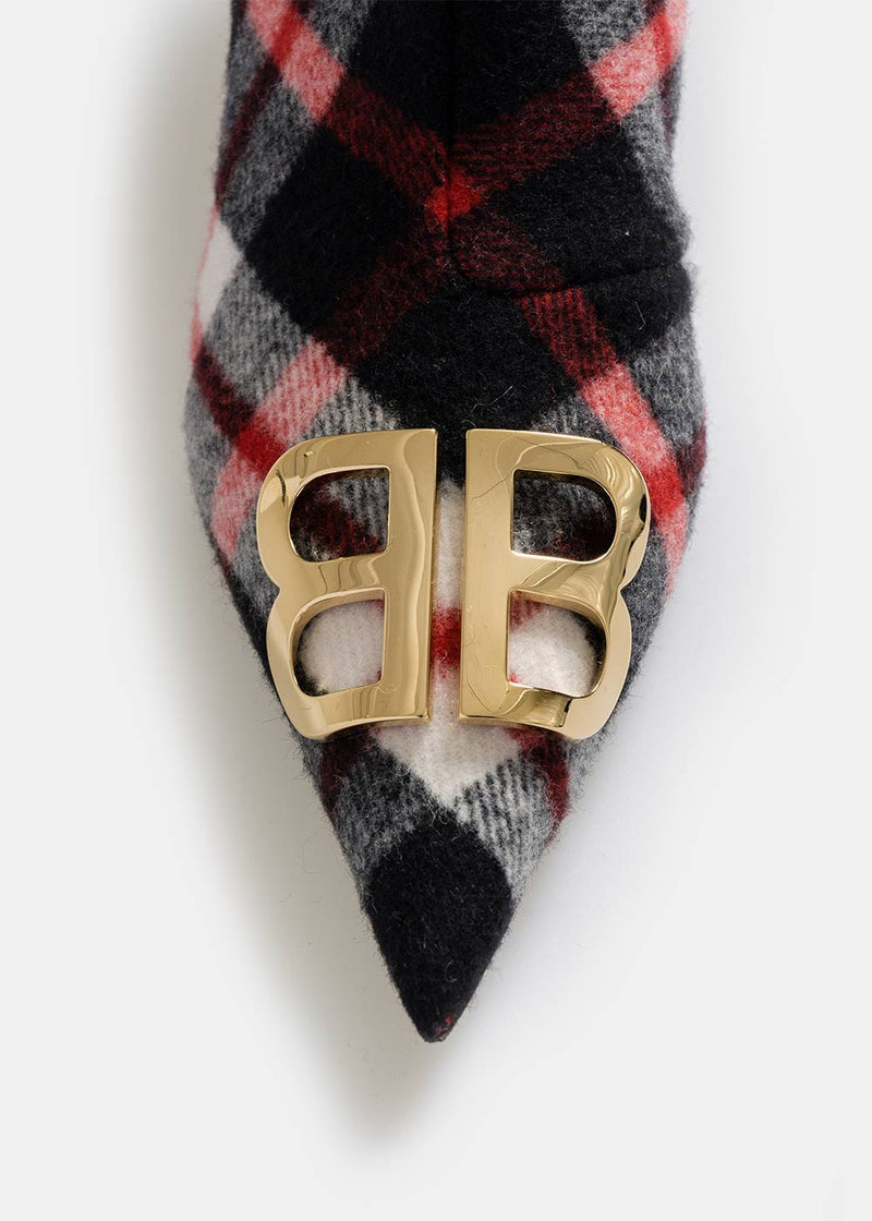 Balenciaga Red & Navy Flannel BB Booties - NOBLEMARS