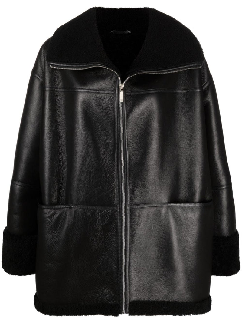 Signature shearling jacket black – TOTEME