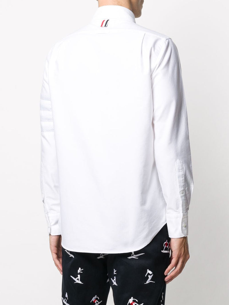 THOM BROWNE MEN STRAIGHT FIT SHIRT W/ SEAMED IN 4 BAR IN OXFORD - NOBLEMARS