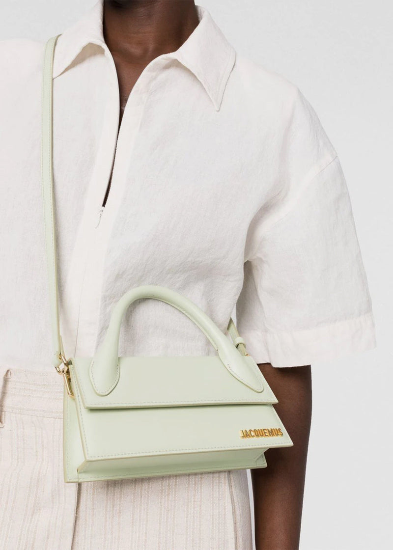 Jacquemus Le Chiquito Long Leather Top-handle Bag In Light Green