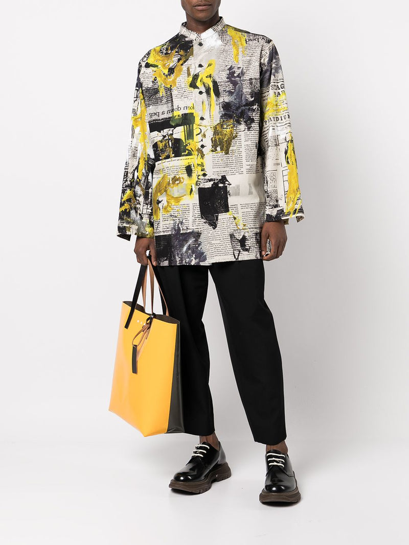 YOHJI YAMAMOTO POUR HOMME NEWSPAPER PRINT SHIRT - NOBLEMARS