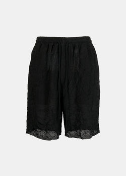 Song for the Mute Black Raw Elasticated Shorts - NOBLEMARS