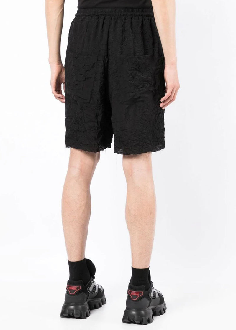 Song for the Mute Black Raw Elasticated Shorts - NOBLEMARS