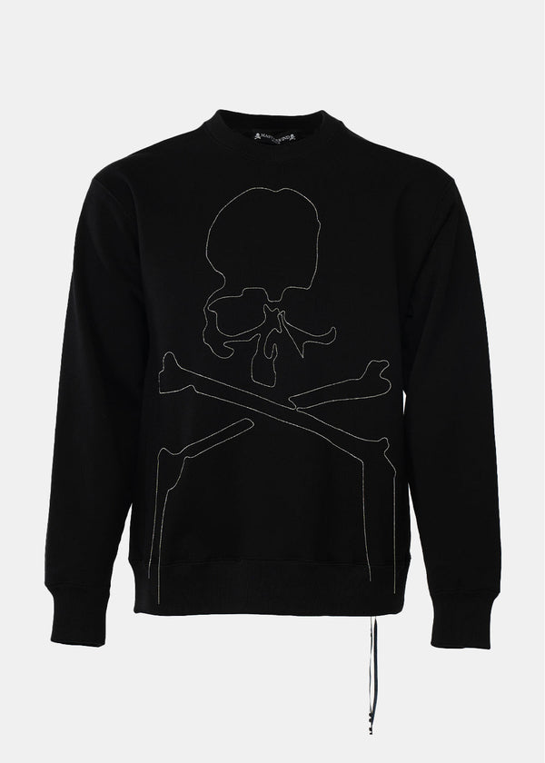 Mastermind WORLD Black Chain-Embroidered Cotton Sweatshirt - NOBLEMARS