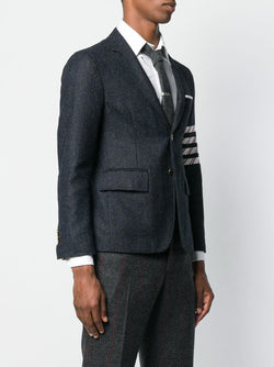 THOM BROWNE Men Unconstructed Classic Port Coat W/ Silk 4 Bar in Solid Donegal Tweed - NOBLEMARS