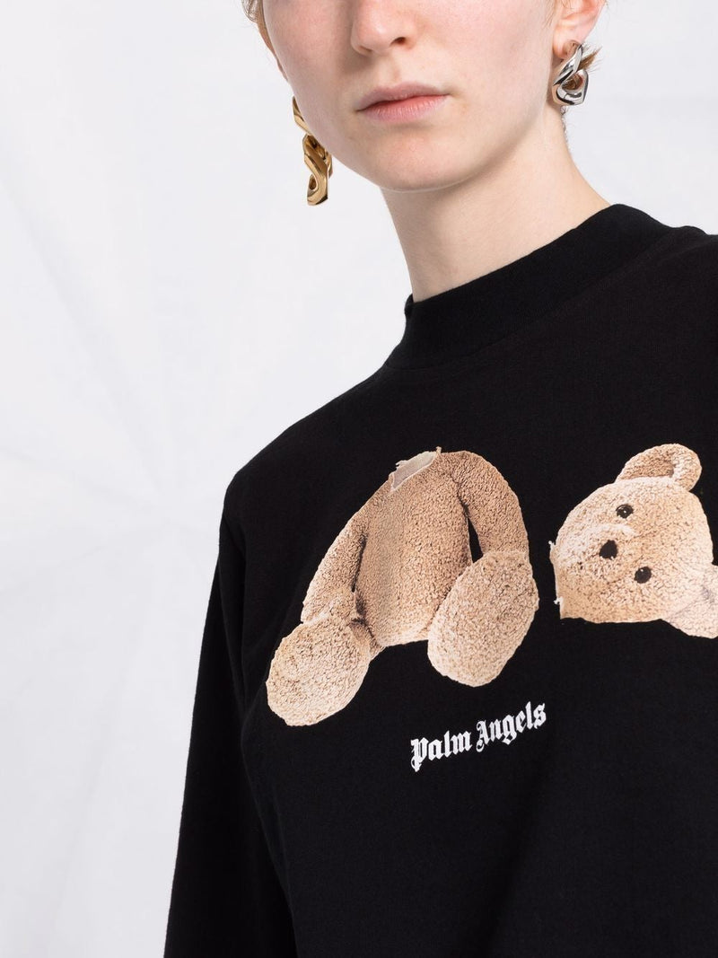 PALM ANGELS WOMEN PALM ANGELS BEAR CROPPED TEE - NOBLEMARS