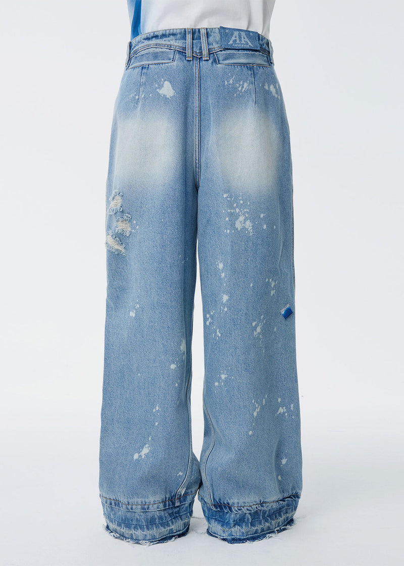 ADER ERROR Blue Distressed Wide Leg Jeans - NOBLEMARS