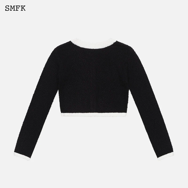 SMFK WOMEN COMPASS COLLEGE CLASSICAL KNITTED SHORT CARDIGAN