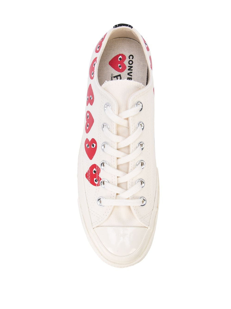 COMME DES GARCONS PLAY X CONVERSE CHUCK TAYLOR MULTI HEART LOW TOP SNEAKERS - NOBLEMARS