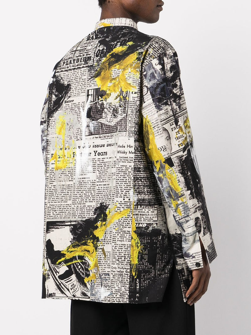 YOHJI YAMAMOTO POUR HOMME NEWSPAPER PRINT SHIRT - NOBLEMARS