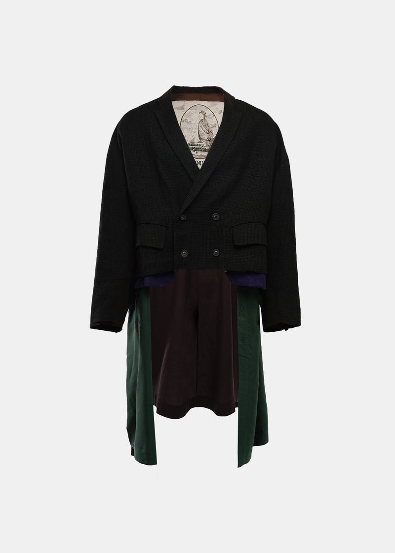 Ziggy Chen Green Layered Double Breasted Long Coat - NOBLEMARS