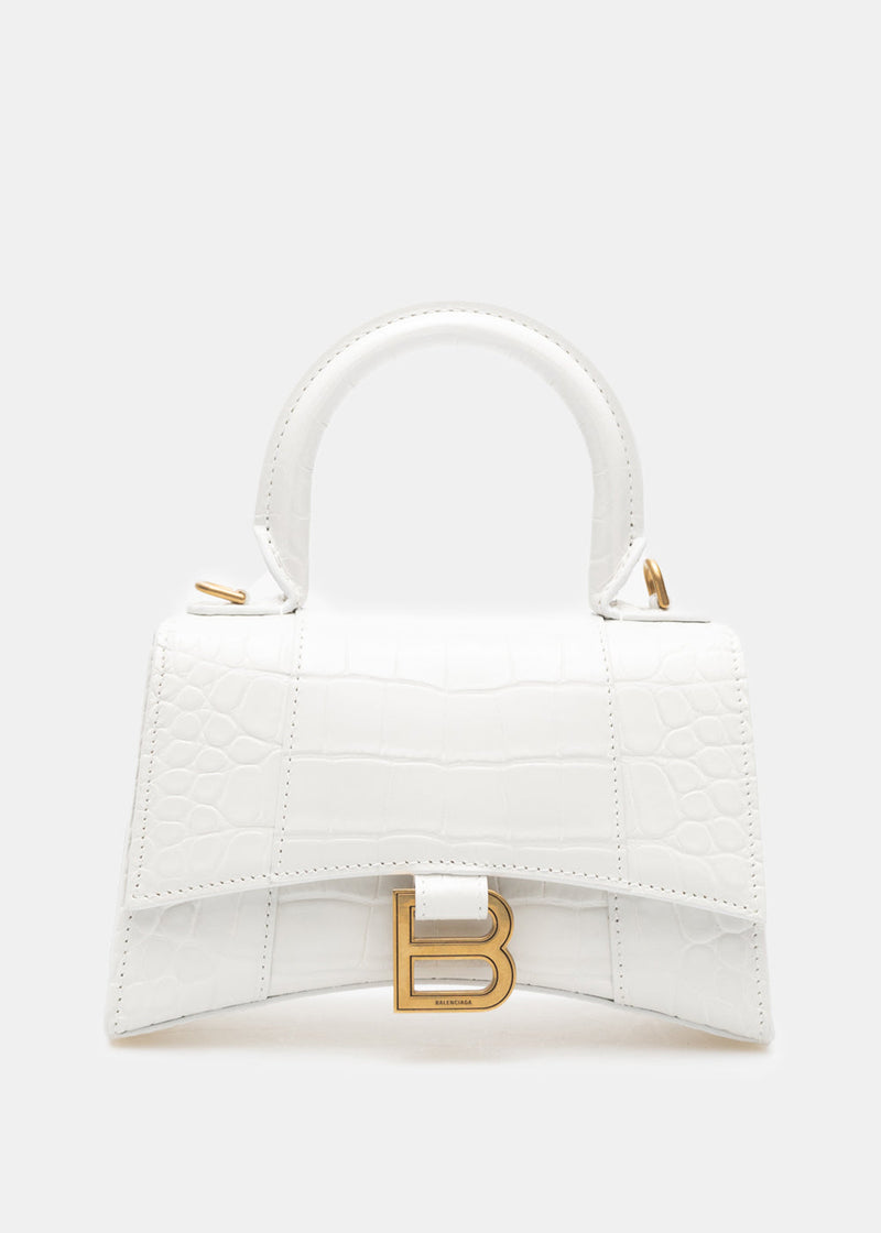 Balenciaga XS Hourglass Top Handle Bag in Navy & White