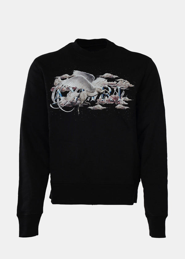 AMIRI Black Pegasus Script Crewneck Sweatshirt - NOBLEMARS