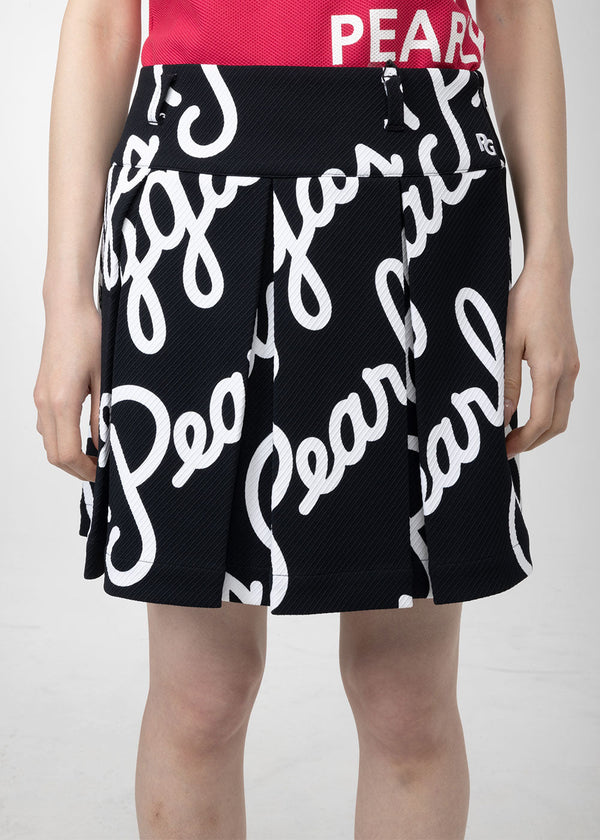 PEARLY GATES Dark Navy Pattern Print Pleated Skirt - NOBLEMARS