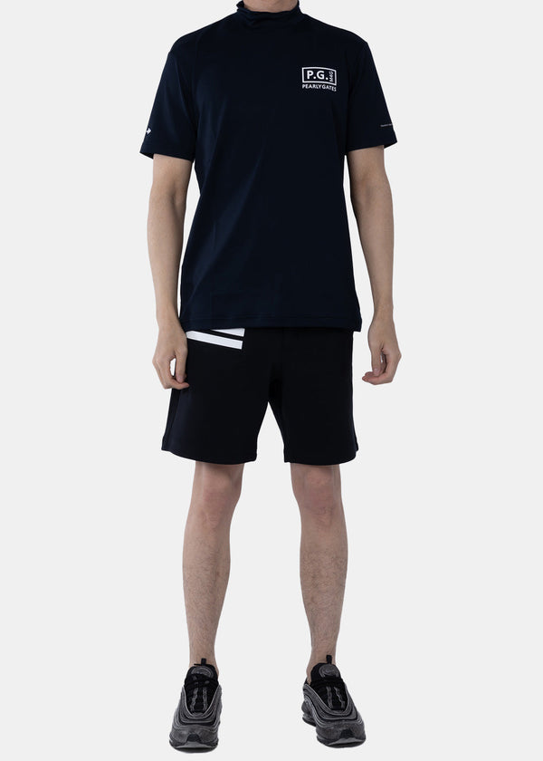 Pearly Gates Dark Navy Mesh Short Sleeve High-neck T-shirt - NOBLEMARS