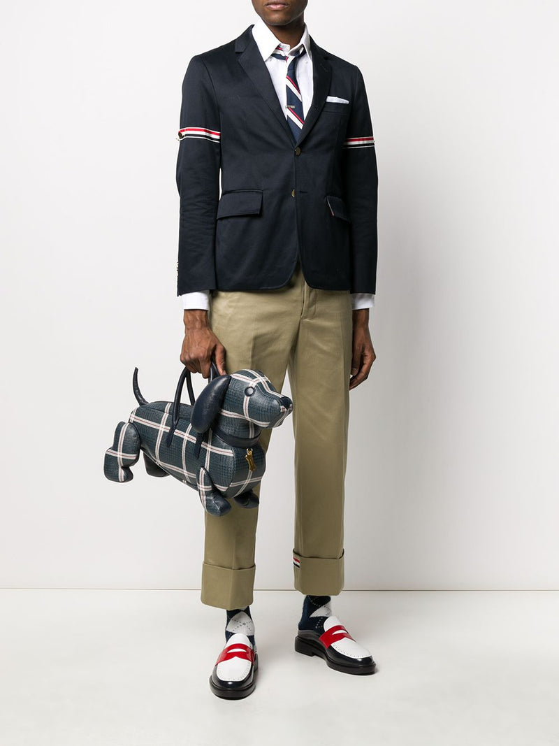 THOM BROWNE MEN UNCONSTRUCTED CLASSIC SPORT COAT W/ RWB ARMBANDS IN COTTON TWILL - NOBLEMARS