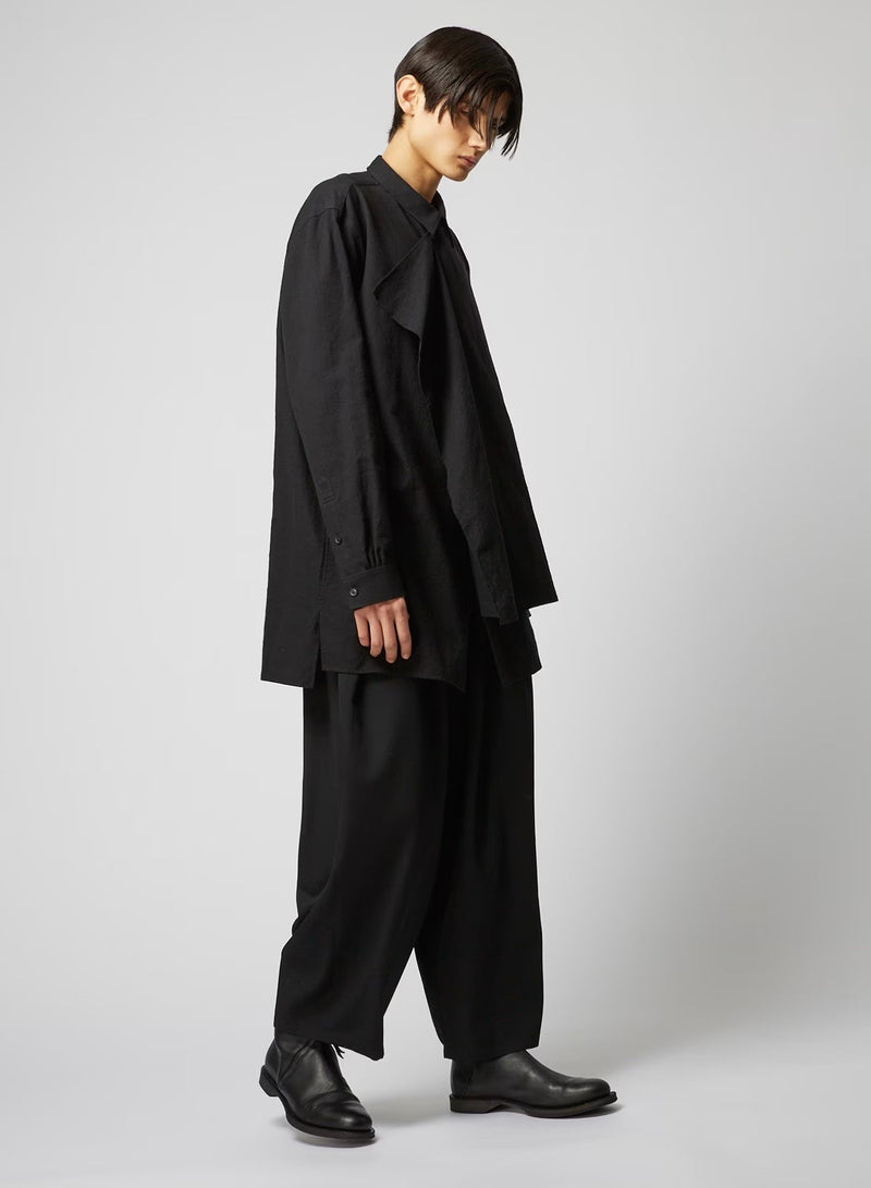 Yohji Yamamoto POUR HOMME 17ss 銀菱JQ左右民族テープシルクシャツ