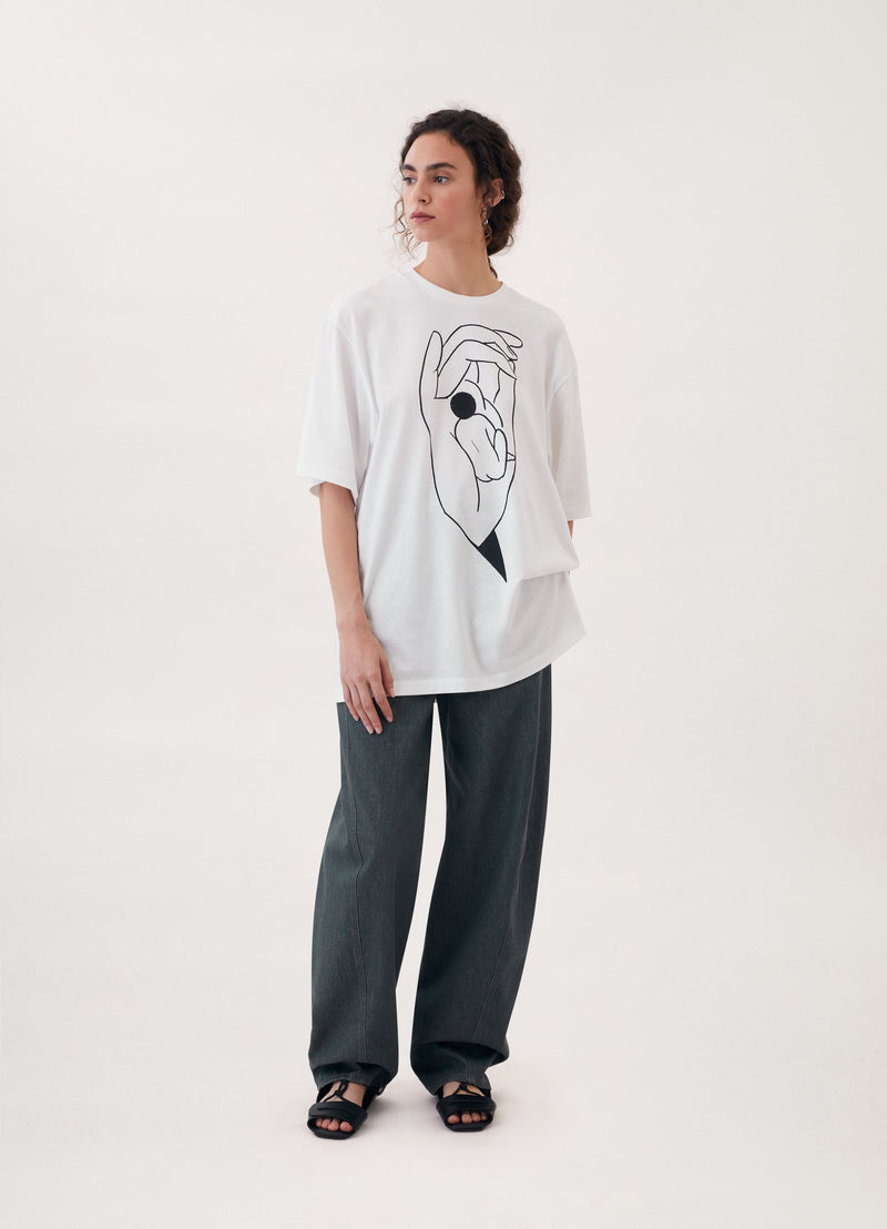 LEMAIRE PRINTED T-SHIRT WHITE