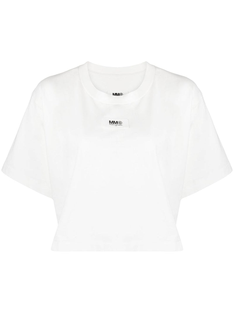 MM6 WOMEN LOGO PATCH CROPPED T-SHIRT - NOBLEMARS