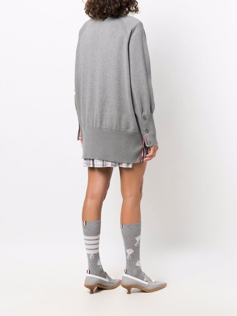 THOM BROWNE WOMEN EXAGGERATED FIT PULLOVER W/ 4 BAR IN JERSEY STITCH COTTON - NOBLEMARS