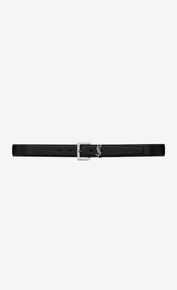 Saint Laurent Cassandre Belt In Smooth Leather - Black - Men - 90