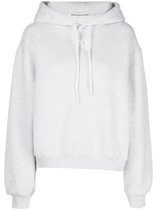 T BY ALEXANDER WANG WOMEN PUFF LOGO HOODIE IN STRUCTURED TERRY